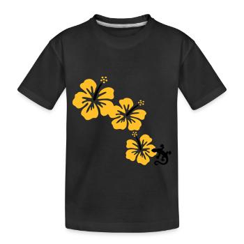 Hibiscus avec GECKO - T-shirt bio Premium Enfant - noir - Devant
