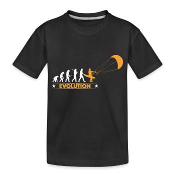 Kitesurfen - Evolution - Kinder Premium Bio T-Shirt - Schwarz - Vorne