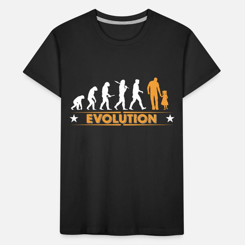 Vater und Tochter - Evolution - orange/weiss Kinder Premium Bio T-Shirt