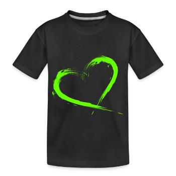 Heart Design Brush Green Light Green - Kids' Premium Organic T-Shirt - black - Front