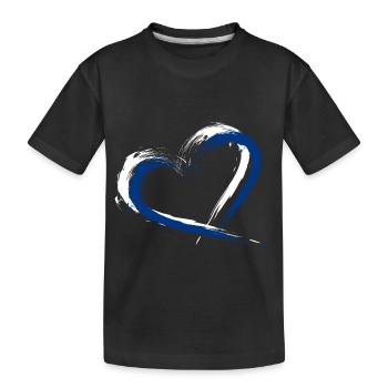Heart brush flag Finland flag colors blue white - Kids' Premium Organic T-Shirt - black - Front