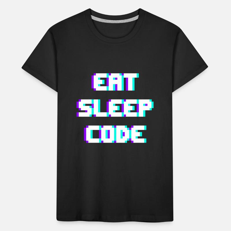 EAT SLEEP CODE Programmierer Coder Motto Kinder Premium Bio T-Shirt