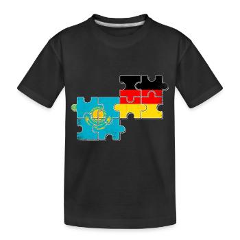Kasachstan Deutschland Flagge - Kinder Premium Bio T-Shirt - Schwarz - Vorne