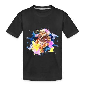 Tiger Splash Grunge Colorful Animal Predator Art - Kids' Premium Organic T-Shirt - black - Front