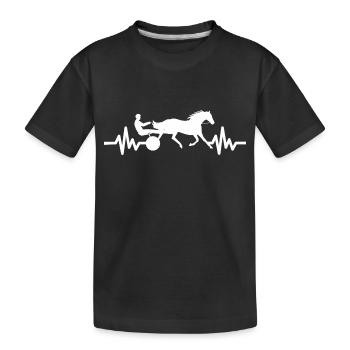 Herzschlag Pferd Hengst Stute Ross Polo - Kinder Premium Bio T-Shirt - Schwarz - Vorne