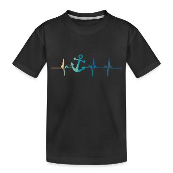 Battement de cœur ancre mer - T-shirt bio Premium Enfant - noir - Devant
