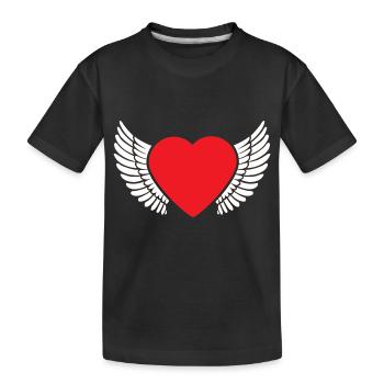 Ailes, coeurs, coeurs, amour, Saint-Valentin, Saint-Valentin - T-shirt bio Premium Enfant - noir - Devant