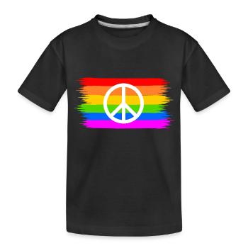 Peacezeichen auf LGBT Regenbogenfahne - Kinder Premium Bio T-Shirt - Schwarz - Vorne