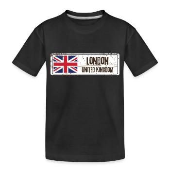 London United Kingdom Flag - Kids' Premium Organic T-Shirt - black - Front