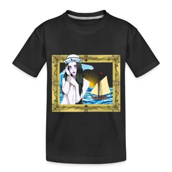 maritim Matrosen Mädchen Segeln - Kinder Premium Bio T-Shirt - Schwarz - Vorne