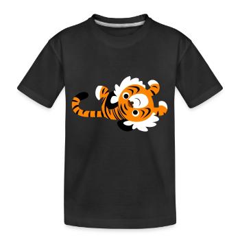Niedlicher fauler Tiger von Cheerful Madness!! - Kinder Premium Bio T-Shirt - Schwarz - Vorne