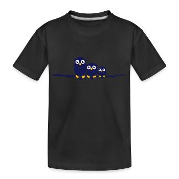 trois hiboux sur une branche - T-shirt bio Premium Enfant - noir - Devant