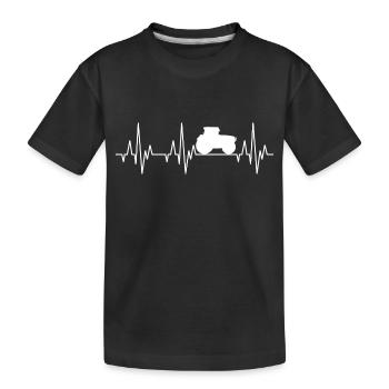 Herzschlag EKG Traktor Trecker Ackerschlepper - Kinder Premium Bio T-Shirt - Schwarz - Vorne