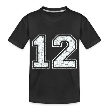 12 in white in the used look - Kids' Premium Organic T-Shirt - black - Front
