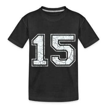 15 in white in the used look - Kids' Premium Organic T-Shirt - black - Front