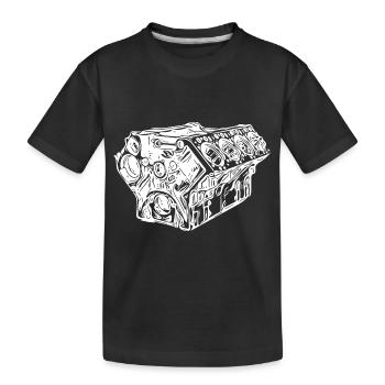 Cylindre de voiture Bloc moteur Ventilateur de cylindrée - T-shirt bio Premium Enfant - noir - Devant