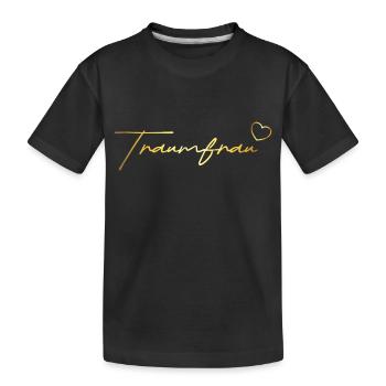 Traumfrau Geschenk in gold - Kinder Premium Bio T-Shirt - Schwarz - Vorne