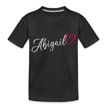 Abigail Last Name First Name Heart Pink - Kids' Premium Organic T-Shirt - black - Front