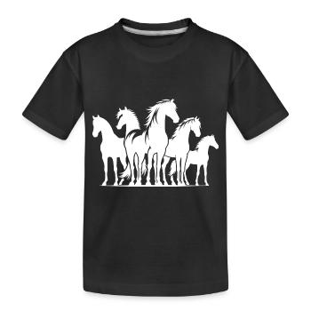 Gang de chevaux câlins Chevaux dans le manège - T-shirt bio Premium Enfant - noir - Devant