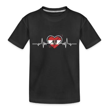 Herzschlag Österreich Flagge - Kinder Premium Bio T-Shirt - Schwarz - Vorne