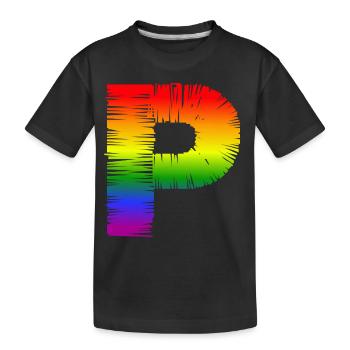 Rainbow P - Kids' Premium Organic T-Shirt - black - Front