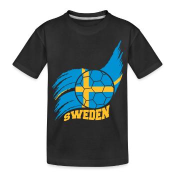 Flag Ball Suède Logo de fan de football suédois - T-shirt bio Premium Enfant - noir - Devant