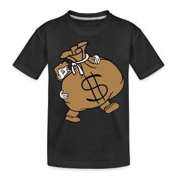 bear heavy dollar symbol sign money rich gel - Kids' Premium Organic T-Shirt - black - Front