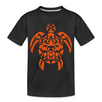 tortue tribal tattoo polynésien maori style - T-shirt bio Premium Enfant - noir - Devant