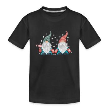 Süße Weihnachts Gnome xmas Motiv mit Schnee - Kinder Premium Bio T-Shirt - Schwarz - Vorne