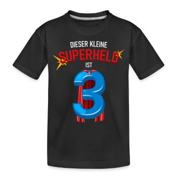 Superheld 3 Jahre alt - 3 Geburtstag - Kinder Premium Bio T-Shirt - Schwarz - Vorne