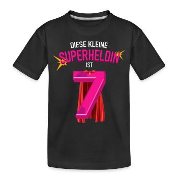 Superheldin 7 Jahre Alt - 7 Geburtstag - Kinder Premium Bio T-Shirt - Schwarz - Vorne