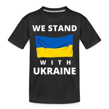 Ukrainische Flagge. wir stehen mit der ukraine - Kinder Premium Bio T-Shirt - Schwarz - Vorne