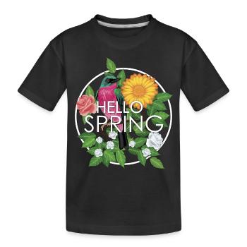 Hello Spring - Kids' Premium Organic T-Shirt - black - Front