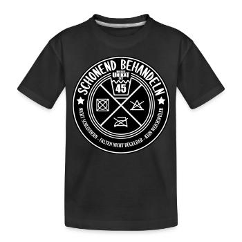 Farben änderbar Schonend Behandeln 45. Geburtstag - Kinder Premium Bio T-Shirt - Schwarz - Vorne