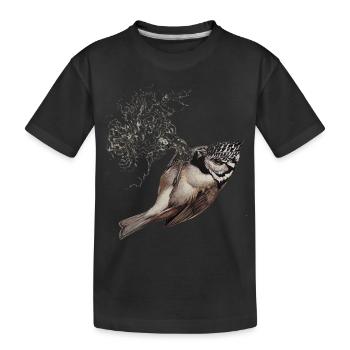 Dessin de mésange huppée - T-shirt bio Premium Enfant - noir - Devant