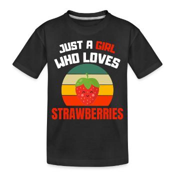 Baies Rouges Fruits d’été Retro Strawberry Girl - T-shirt bio Premium Enfant - noir - Devant