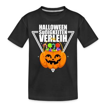 Halloween Süßigkeiten Verleih Partyshirt - Kinder Premium Bio T-Shirt - Schwarz - Vorne