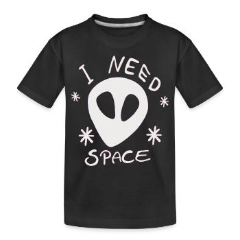 Alien weiß I NEED SPACE Universum Sterne Galaxie - Kinder Premium Bio T-Shirt - Schwarz - Vorne