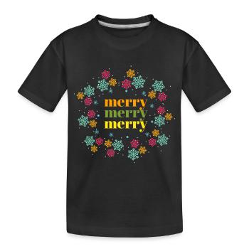 Merry Merry Merry winter-xmasvibes with snowflakes - Kinder Premium Bio T-Shirt - Schwarz - Vorne