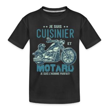 motard le meilleur cuisinier le meilleur cuisto - T-shirt bio Premium Enfant - noir - Devant