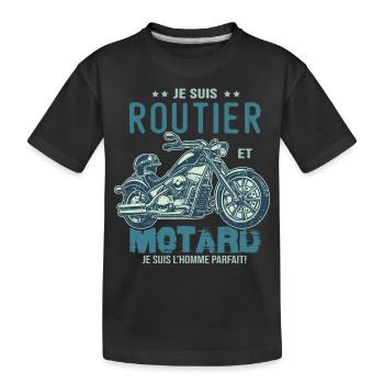 motard le meilleur routier le meilleur - T-shirt bio Premium Enfant - noir - Devant