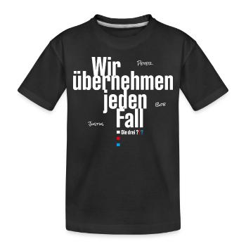 Die Drei ??? Wir übernehmen jeden Fall - Kinder Premium Bio T-Shirt - Schwarz - Vorne
