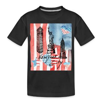 États-Unis, Statue de la Liberté, New York. - T-shirt bio Premium Enfant - noir - Devant