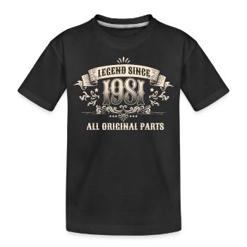 Retro Vintage Birthday Legend Since 1981 - Kinder Premium Bio T-Shirt - Schwarz - Vorne