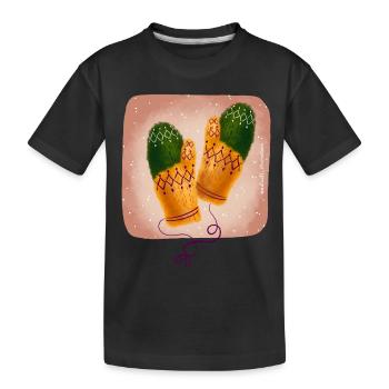 gestrickte Handschuhe - Kinder Premium Bio T-Shirt - Schwarz - Vorne