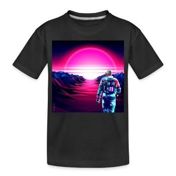 Astronaut Cyber Sunset Pink Gradient - - Kinder Premium Bio T-Shirt - Schwarz - Vorne