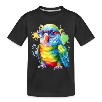 Perroquet cool coloré avec des lunettes - T-shirt bio Premium Enfant - noir - Devant