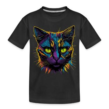 Pop Art Cat - Kinder Premium Bio T-Shirt - Schwarz - Vorne