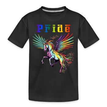 Ride with Pride Majestic Rainbow Pegasus - Kids' Premium Organic T-Shirt - black - Front