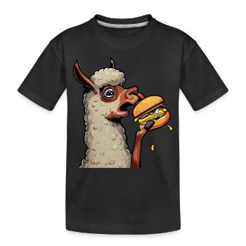 Lama mangeur de cheeseburger - T-shirt bio Premium Enfant - noir - Devant